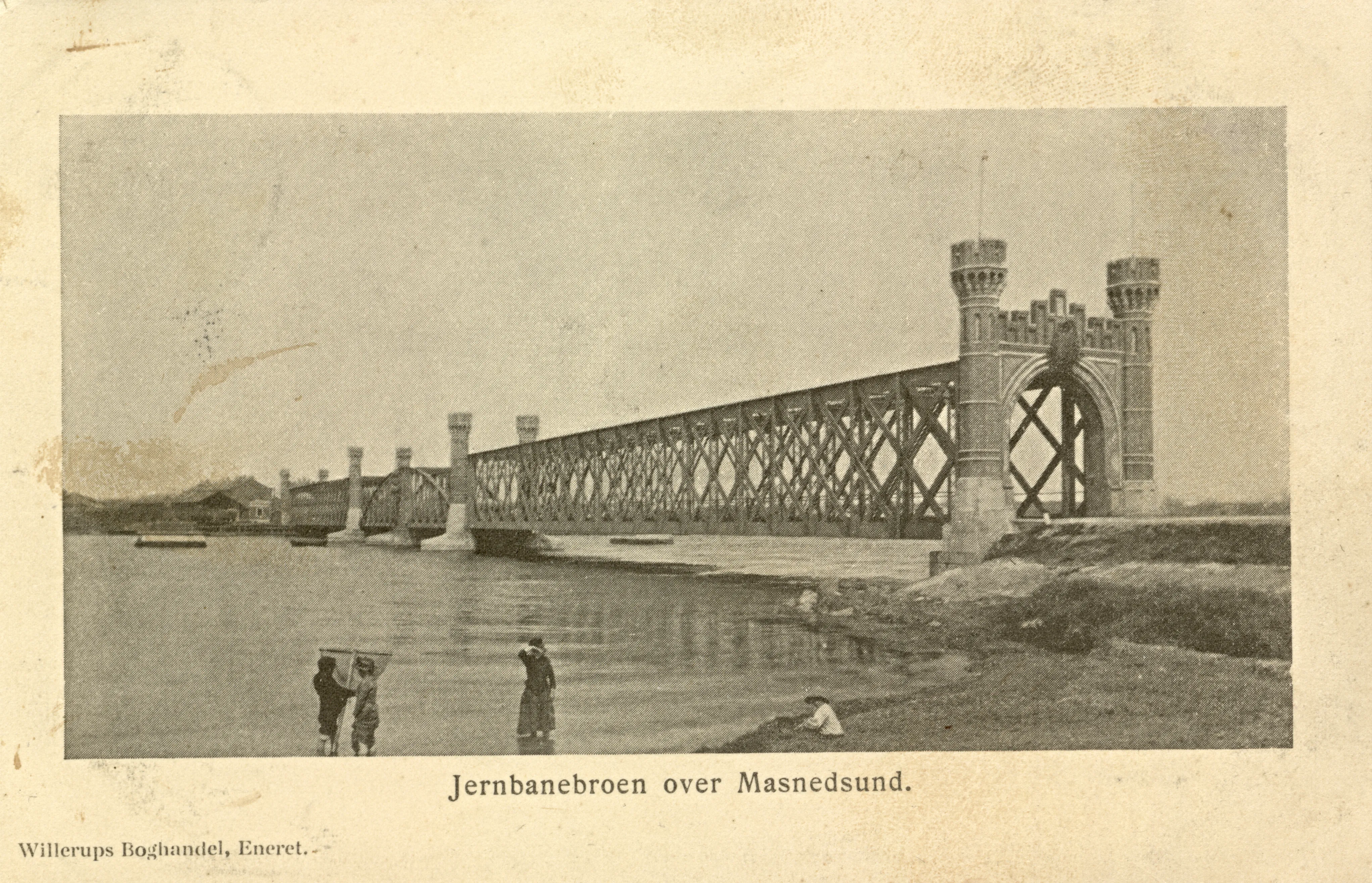 Postkort med Masnedsundbroen Jernbanebro. Postkort med Masnedsundbroen Jernbanebro.