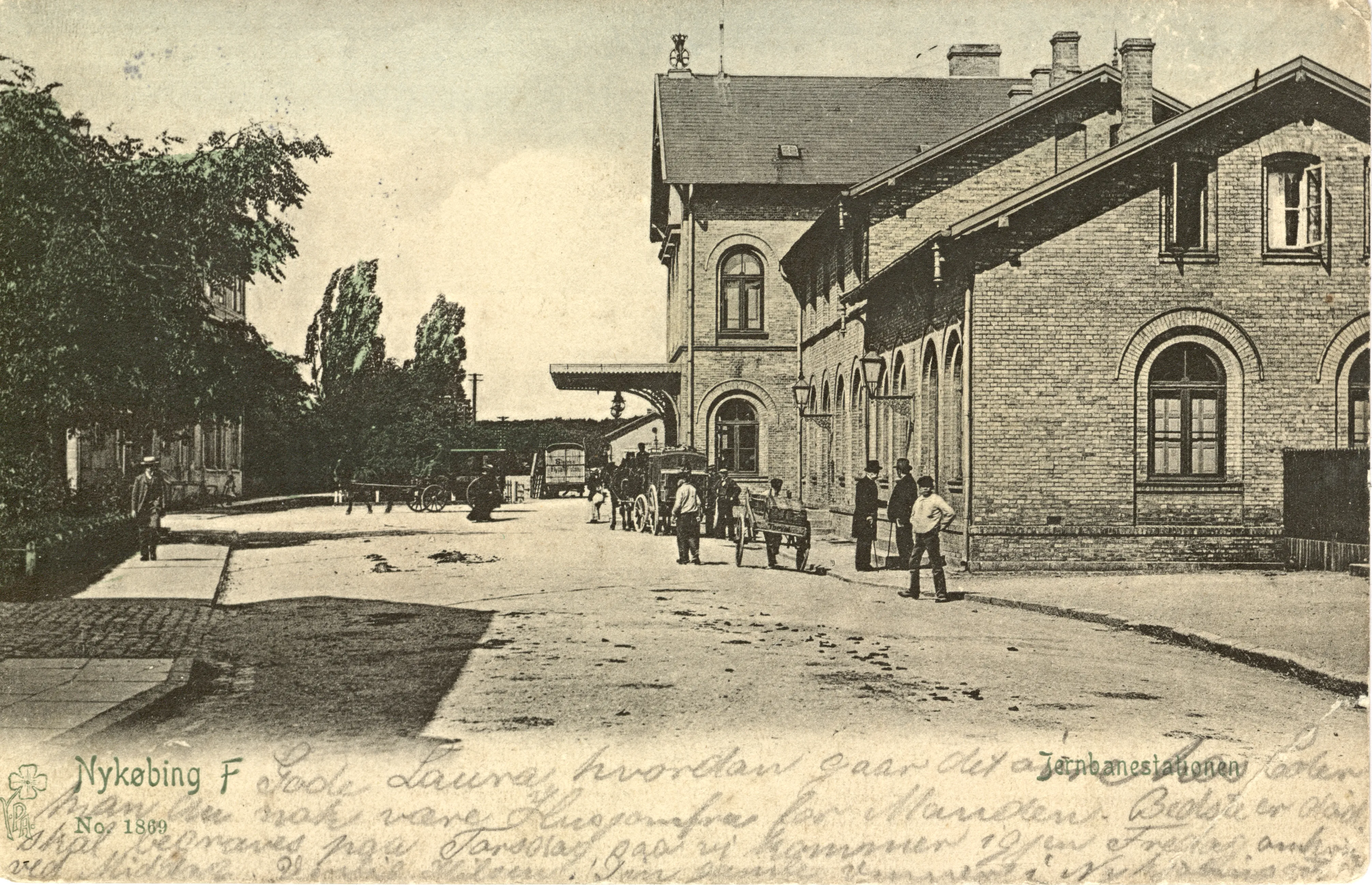 Postkort med Nykøbing Falster Station.