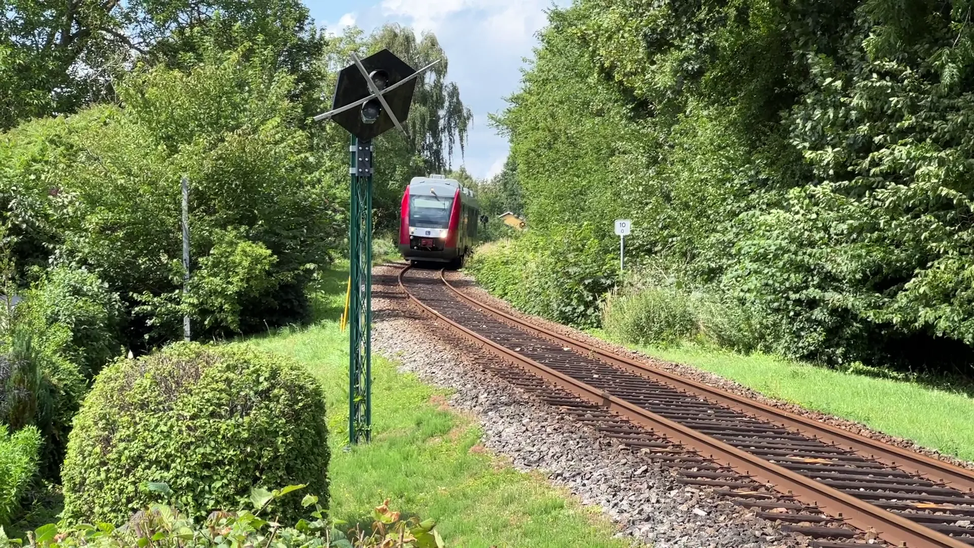 Billede af tog ud for Løve Station.