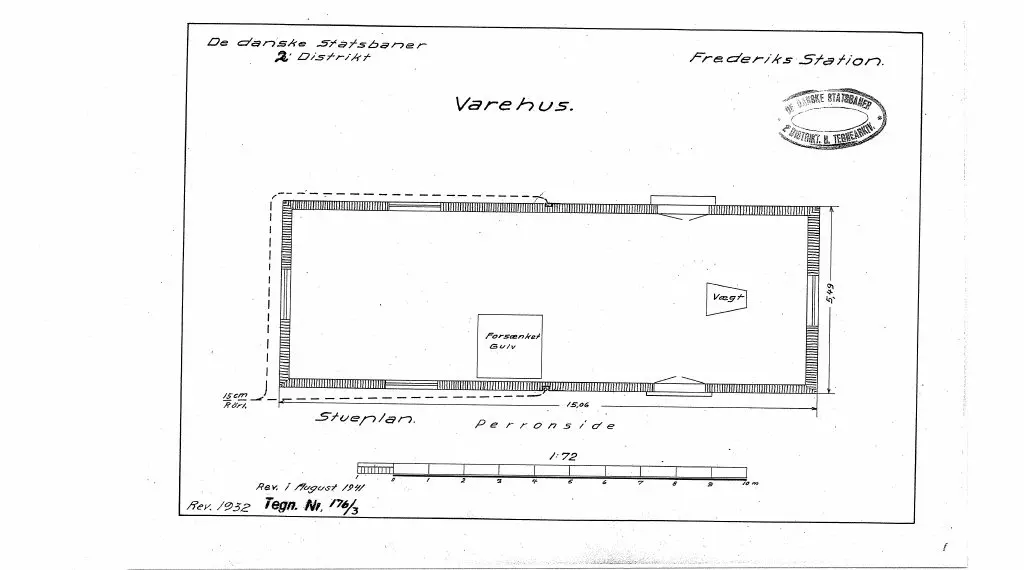 Tegning af Frederiks Holdeplads’ varehus.