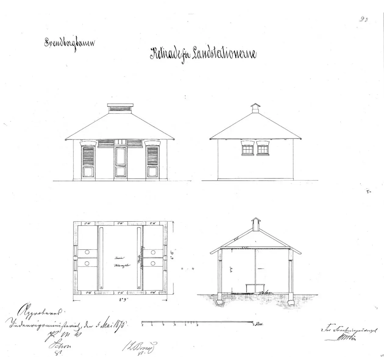 Tegning af Højby (Fyn) Stations retirade.