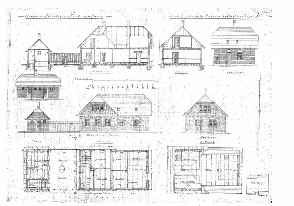 Tegning af Allested Station. Tegning af Allested Station.